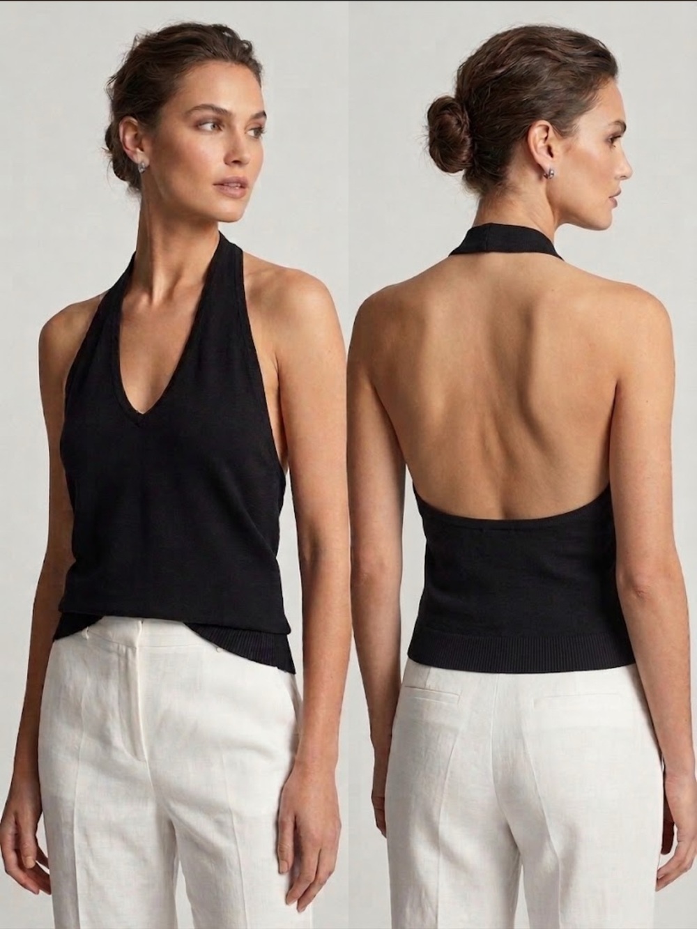 Rampage Black Halter V-Neck Knit Camisole